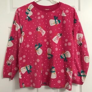 The Children's Place Girls XL/14 Snowman Snowflake Pajama Top Long Sleeve